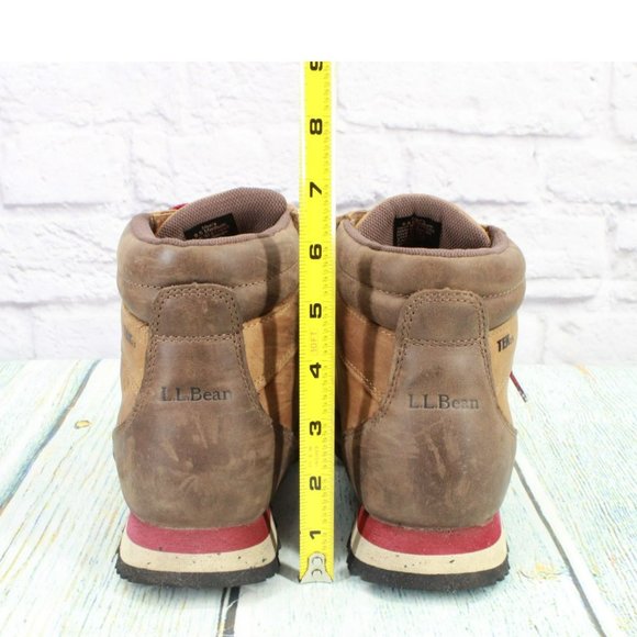 LL Bean Brown Leather Lace Up Waterproof Ankle Hiking Boots Size 8.5 M - Picture 6 of 9